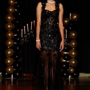 Black sequin floor length gown